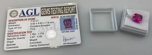 lot 107 image: AGL Labs Natural Ruby 7.10 CT With COA Card (LAB CREATED)