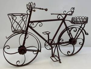lot 161 image: Small Metal Ornate Bicycle Planter