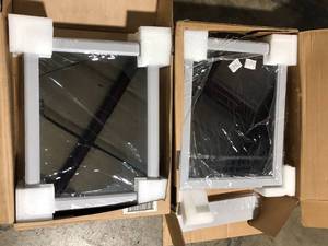 Lot of 2 Glacier Bay 15.12 in. W x 19.25 in. H Rectangular Gray Framed Surface Mount or Recessed Medicine Cabinet with Mirror Customer Returns See Pictures