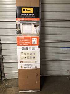 Clopay Classic Steel Short Panel 8 ft x 7 ft Insulated 6.5 R-Value White Garage Door without Windows Damaged Customer Returns See Pictures