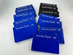 12 proof sets from 1969-1979 - Some with 40% silver halves