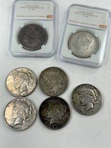 5 Peace Dollars & 2 Morgan Dollars