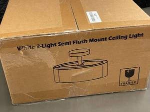 lot 311 image: White 3-Light Semi Flush Mount Ceiling Light