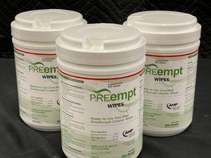lot 43 image: Preempt Disinfectant Cleaner Wipes - 3 Pack