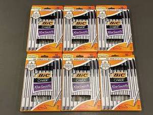 lot 133 image: BIC Cristal Xtra Smooth Ball Pen, Black Ink, 60-Pack