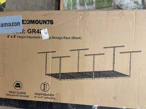 lot 154 image: Fleximounts GR48B 4 x 8 Height Adjustable Ceiling Storage Rack - Black