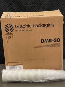 lot 259 image: Lot of 30 oz Paper Cups and Staples Colored File Pockets