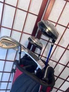 Brand New MacGregor RH Putter and Random golf clubs with used golf bag