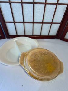 Vintage Peach Lustre Copper Tint Oval Casserole Lid Fire King Anchor Hocking