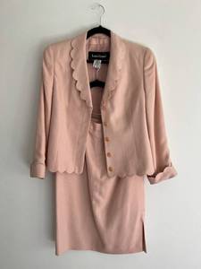 Vintage Scalloped Pink Suit Size 10