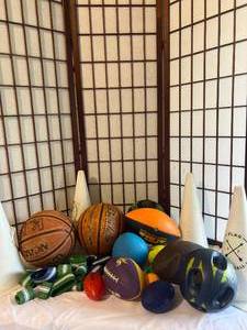 Lot of Sporting Goods (Balls, Flag Football set)