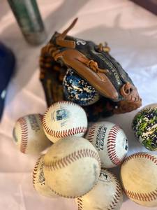 Baseball Lot - Bats, Balls, Helmet, Glove, Pitcher