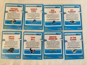2023 Panini Donruss Football Rated Rookies Lot Jahmyr Gibbs, Bryce Young, Sam LaPorta and Tank dell
