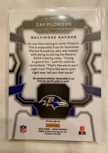 2023 Panini Prism Football Zay Flowers Rookie Patch Silver