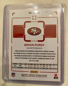 2022 Panini Chronicles Photogenic Football Rookie Brock Purdy