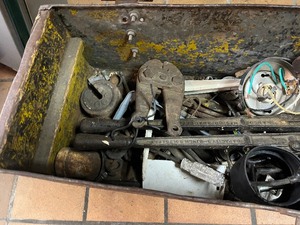 Vintage tool box with tools