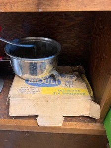 Enamelware, bank bags, shredder and misc