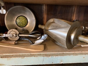 Waffle maker, pastry cutter and utensils