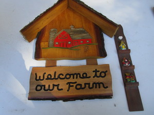 lot 147 image: Welcome - Farm Sign & Stick of Mini Houses