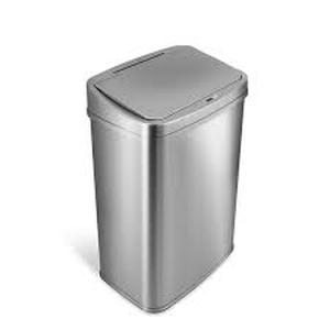 lot 3 image: NINESTARS 13 Gal. Silver Stainless Steel Rectangular Shape Motion Sensor Trash Can