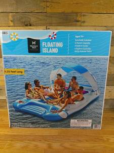 lot 73 image: Members Mark Floating Island With Canopy, 6 Person, Chevron Rainbow