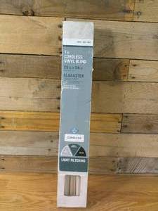 lot 46 image: Alabaster Cordless 1 in. Vinyl Mini Blind - 23 in. W x 64 in. L