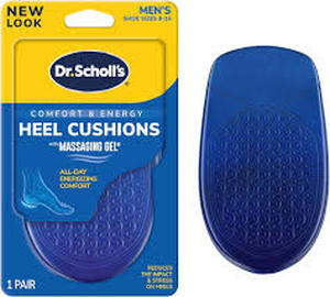 lot 127 image: Set of 2 Dr. Scholls Comfort Heel Cushions Advanced Massaging Gel Mens 8-14