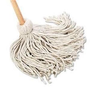 lot 144 image: Boardwalk HandleDeck Mops, #20 White Cotton Head, 54 Natural Wood Handle