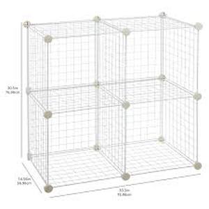 lot 148 image: Wire Cube Storage Unit, 4 Shelves-White