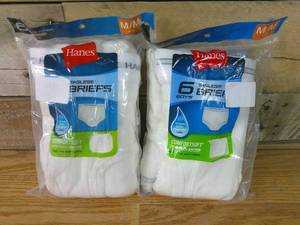 lot 174 image: Lot of 2 HANES BOYS WHITE BRIEFS VALUE 6-PACK MEDIUM 10-12 IN SEALED PACKB19-50