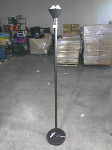 lot 188 image: Set of 2 Torchiere Floor Lamp with Glass Shade - Threshold Slate Black & Silver-Missing Glass Lamp Shade