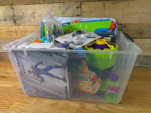 lot 198 image: Bin of Mixed Toys & Kids Stuff- Various Conditions