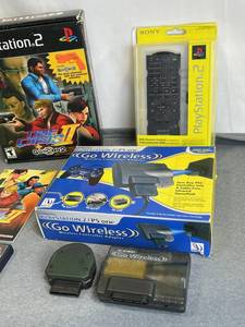 lot 22 image: Sony PlayStation 2 PS2 DVD Remote Control (SCPH 10420U) (Open Box)Go Wireless PS2 Wireless ControllerPS2 Time Crisis Case, Instructions, Box (No Game or Gun Controller)