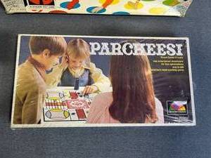 lot 117 image: Vintage 1975 Parcheesi (New Old Stock) Board Game and 1966 Twister by Milton Bradley