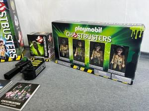lot 120 image: Playmobil Ghostbusters 70175 (New Sealed), Playmobil Ghostbusters Stay Puft 9221 (New Sealed), and Ghostbusters P.K.E. Meter in Clean Working Condition