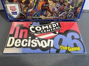 lot 128 image: Comedy Central InDecision 96 Politically Incorrect Humor Board Game (New Sealed), Battle Masters (Missing a few pieces), and Cookie Cop