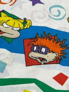lot 181 image: Vintage Rug Rats Twin Size Fitted and Flat Sheet in Used Condition