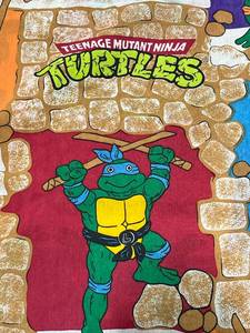 lot 180 image: Vintage TMNT Twin Size Flat Sheet in Used Condition