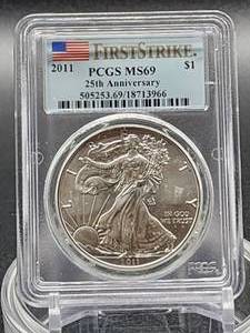 2011 PCGS MS69 Silver American Eagle US Mint Walking Liberty Coin 1oz .999 fine
