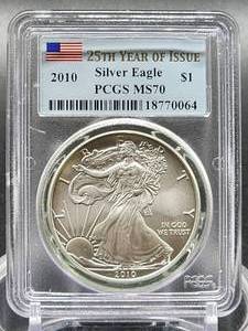 2010 PCGS MS70 Silver American Eagle US Mint Walking Liberty Coin 1oz .999 fine