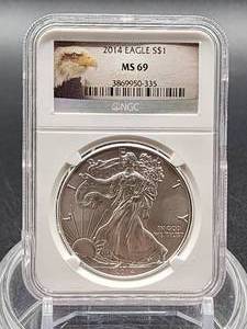 2014 NGC MS69 Silver American Eagle US Mint Walking Liberty Coin 1oz .999 fine