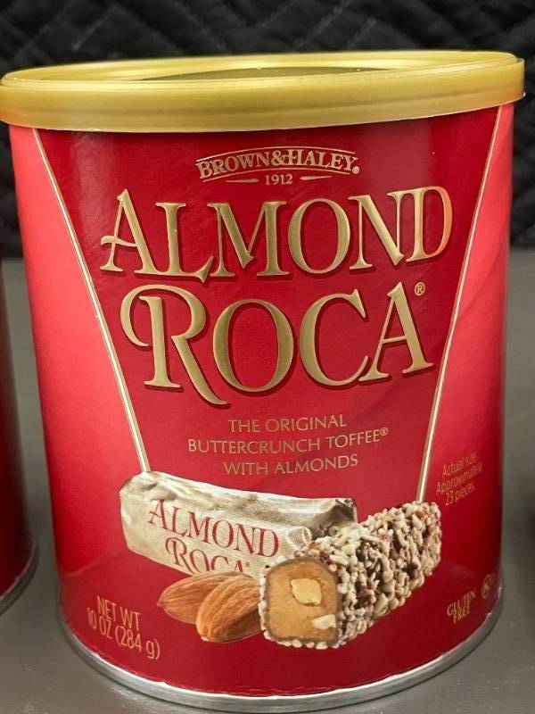 lot 1 image: Brown & Haley Almond Roca Buttercrunch Toffee with Almonds Lot of 3 - 10 oz each