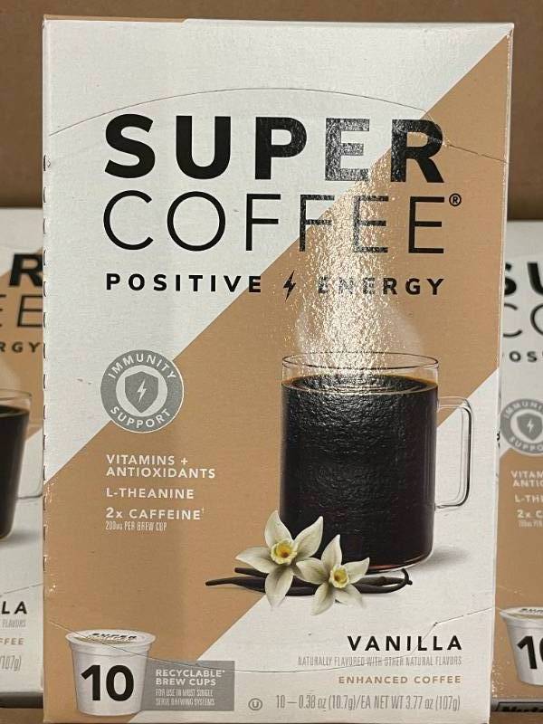 lot 9 image: Super Coffee Vanilla Positive Energy K-Cup Pods - 60 Count