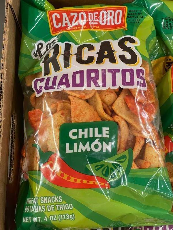 lot 21 image: Cazo De Oro Los Ricas Cuadritos Chile Limn Wheat Snacks - 12 Bags