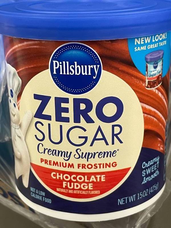 lot 27 image: Pillsbury Zero Sugar Creamy Supreme Chocolate Fudge Frosting - 8 Pack