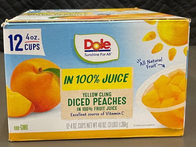 lot 41 image: Dole Yellow Cling Diced Peaches in 100% Fruit Juice - 124oz Cups