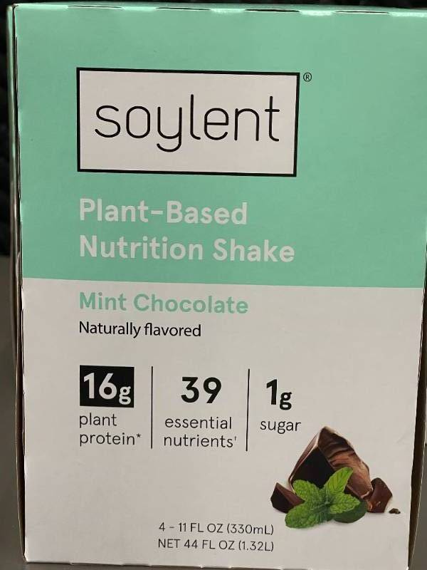 lot 71 image: Soylent Plant-Based Nutrition Shake Mint Chocolate - 4 Packs