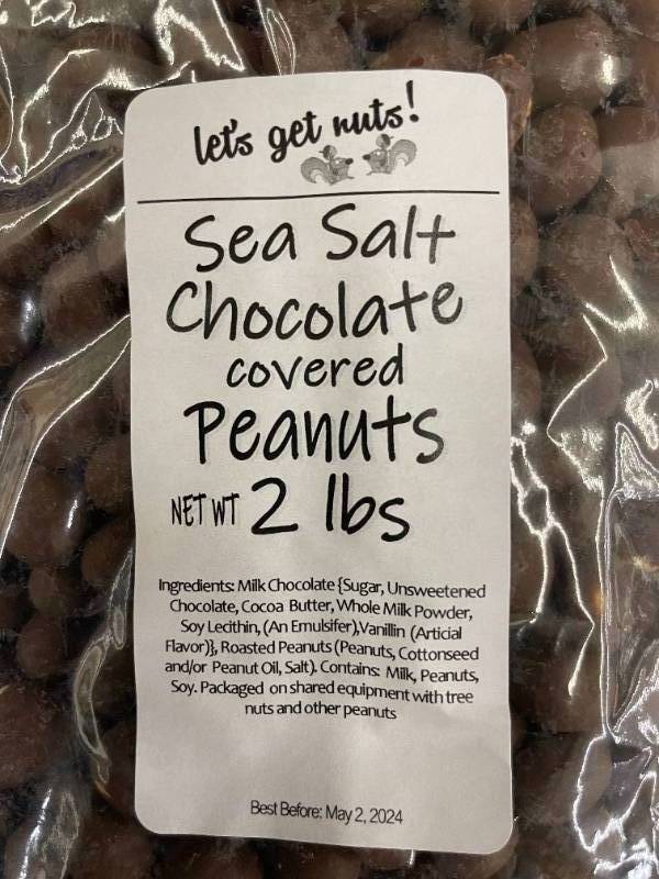 lot 161 image: Sea Salt Chocolate Covered Peanuts - 2 x 2 lb Bags