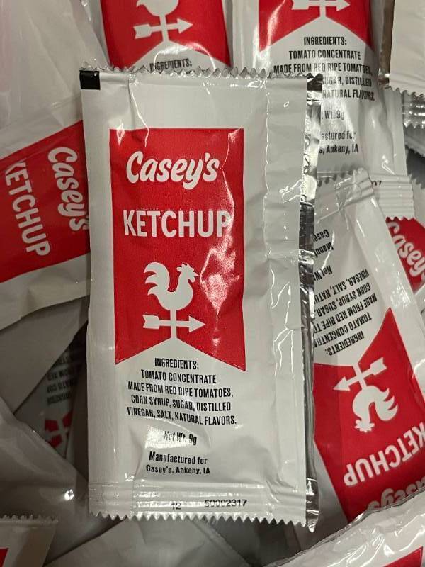 lot 171 image: Caseys Ketchup Packets - Box of 200 x 2 for 400 TOTAL (9g Foil Pouches)