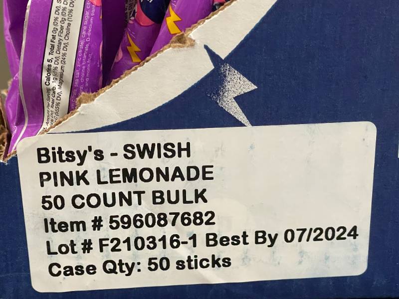 lot 195 image: Bitsys SWISH Pink Lemonade Electrolyte & Immunity Drink Mix - 100 TOTAL (50 x 2)